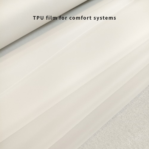 Flexible transparent matte TPU film suitable for manufacturing high strength car seat massage airbags providing durable flame retardant material