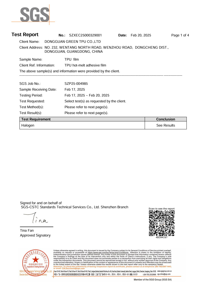 SGS Halogen Free Report